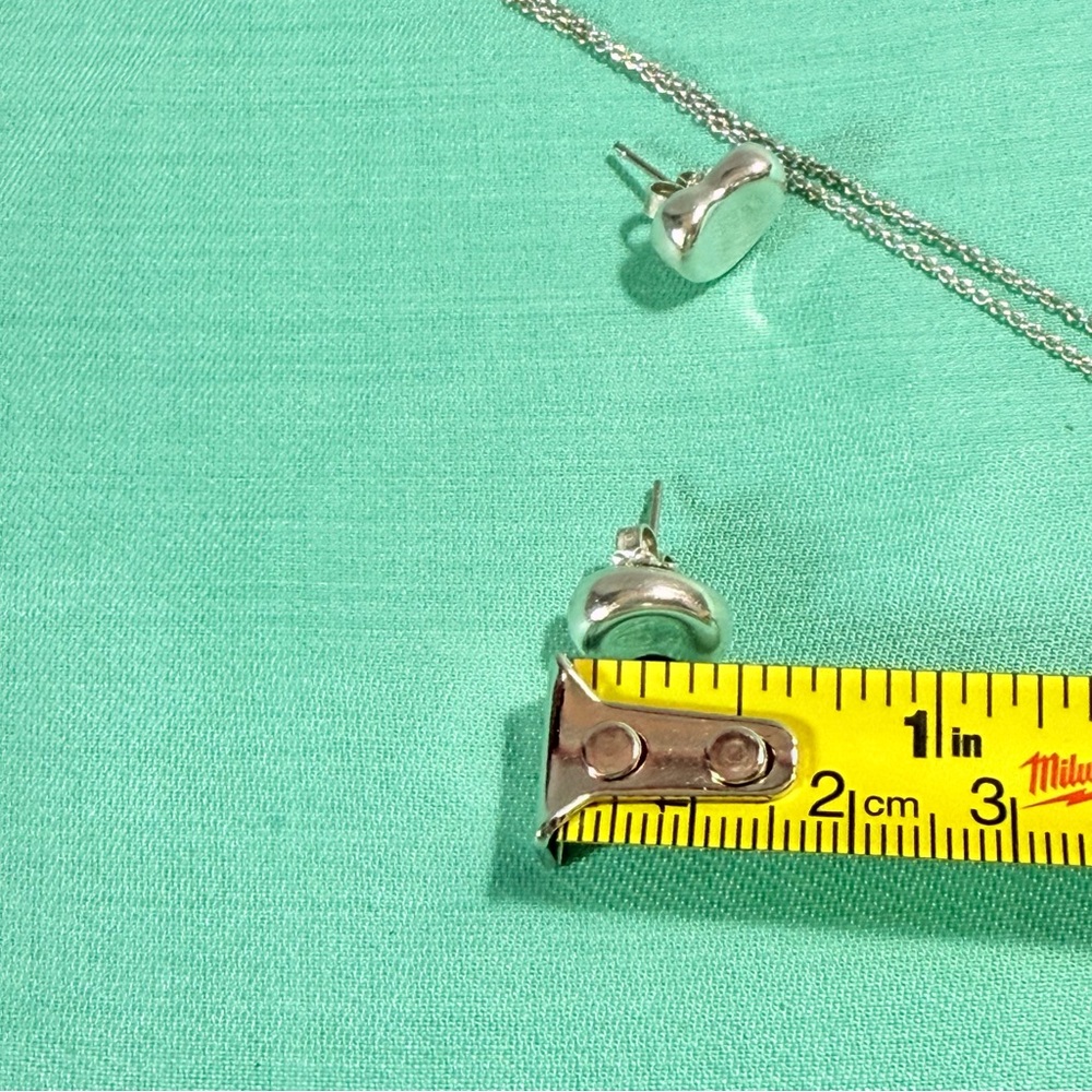 Tiffany & Co. Sterling Silver Elsa Peretti Bean Pendant Necklace and Earring Set - Picture 6 of 15